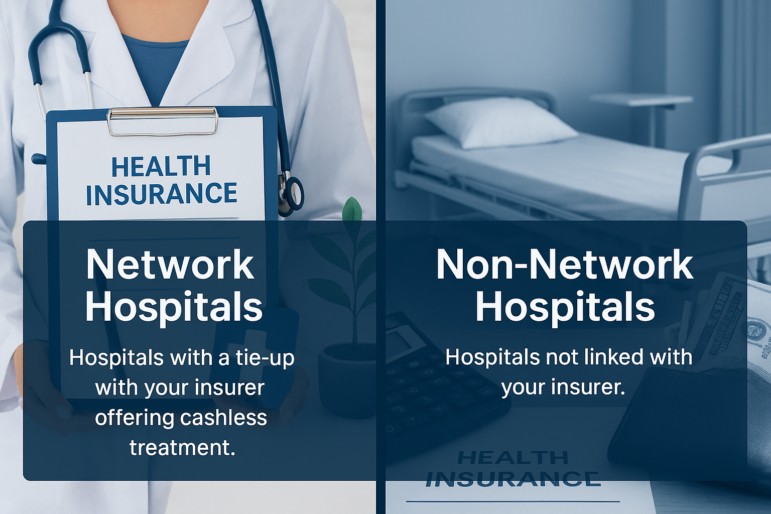 image comparing network hospitals VS non network hospitals
